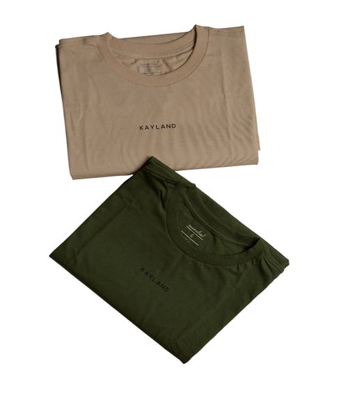 Kit com 2 Camisetas Bege/Verde
